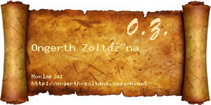 Ongerth Zoltána névjegykártya